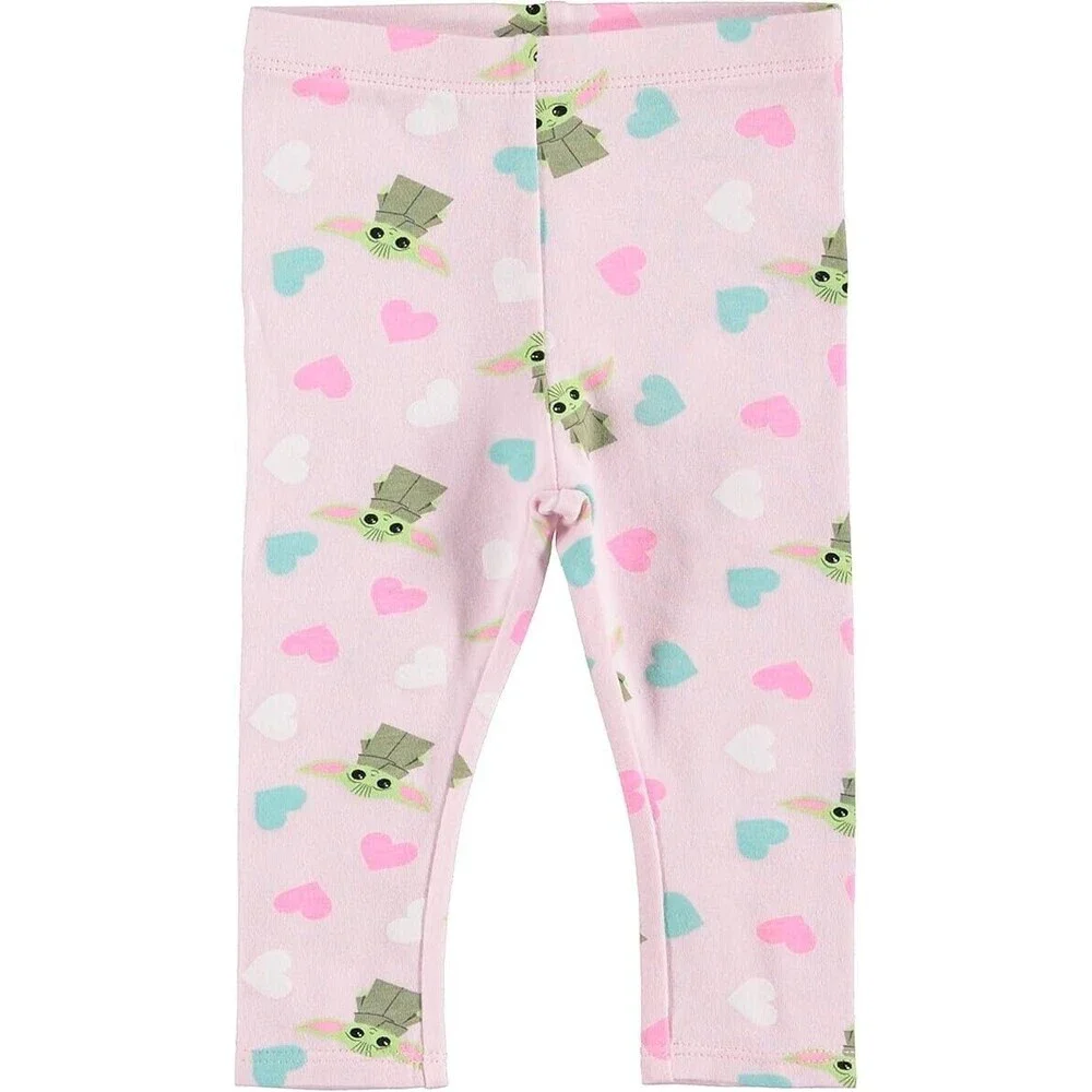 Star Wars Baby Yoda Girls 3-Piece Set With Bodysuit Pants Headband Pnk Grey 6-9M - Picture 4 of 5